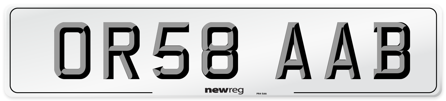 OR58 AAB Number Plate from New Reg